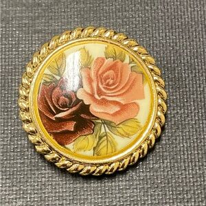 Vintage scarf-clip, Flower porcelan scarf clip, Western